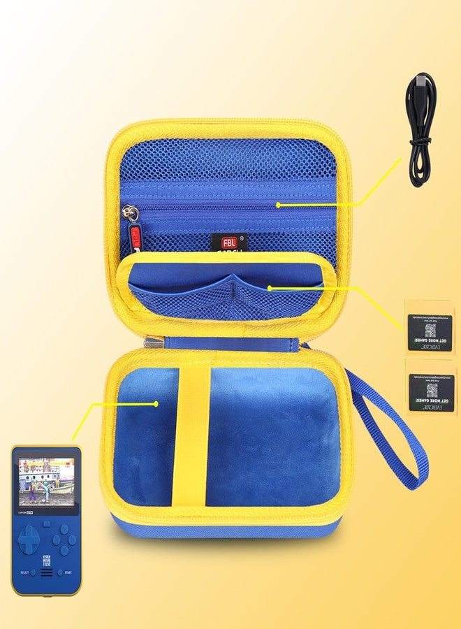 FBLFOBELI Hard Case Compatible with Blaze Atari/Technos/Taito/Capcom Super/Neo-Geo/Data East Pocket Arcade Handheld Game Console, Mesh Pocket for Evercade Cartridges and Accessories (Blue+Yellow) - Image 4